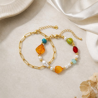 Bracelet tissé à la main pour femme, perles mélangées, matériaux variés, rond, carré, géométrique, moderne, minimaliste, mode, vente en gros
