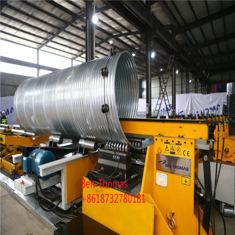 Produsen Cina spiral bulat bergelombang logam culvert pipa tabung membentuk peralatan mesin