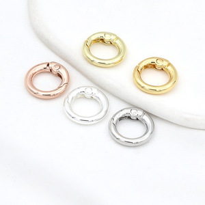 Round Spring Buckle Keychain Finishing Ring 18k Gold Plated <b>Copper</b> DIY Jewelry Accessory For <b>Bracelet</b> Making - Product Image 2