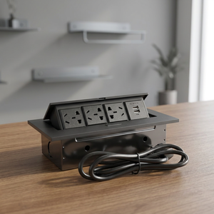 3-Outlet Desktop Power Socket with 2 USB a Ports ABS Material IP20 Protection - Product Image 3