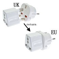 Adaptateur de prise UK vers EU certificat CE adaptateur carré à 3 broches à rond prise d'insertion de prise 2 broches, convertisseur de puissance de voyage royaume-uni à islande