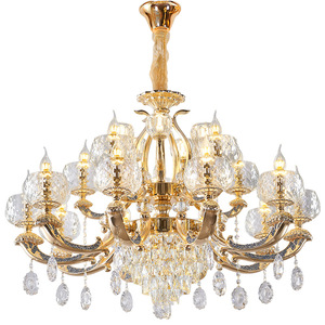 Lámpara de araña de cristal de estilo europeo, con múltiples cabezales, luz LED E27, para el hogar, sala de estar, lámpara de techo, diseño redondo, 15-30 - Product Image 1