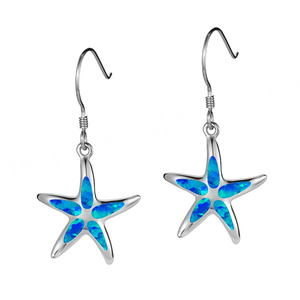 Wholesale 925 Sterling Silver Starfish Jewelry Blue Fire <b>Opal</b> Hawaiian Starfish <b>Earrings</b> - Product Image 1