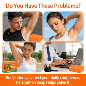 Jabón de Caqui Orgánico Natural con Vitamina E, Jabón Desodorante y Exfoliante Profundo para el Cuerpo - Product Image 6