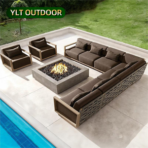 Canapé <span class=keywords><strong>de</strong></span> <span class=keywords><strong>jardin</strong></span> nordique, balcon, cour, canapé en corde tressée en teck, ensemble pastoral, imperméable, protection solaire, meubles d'extérieur, fabricant - Product Image 1