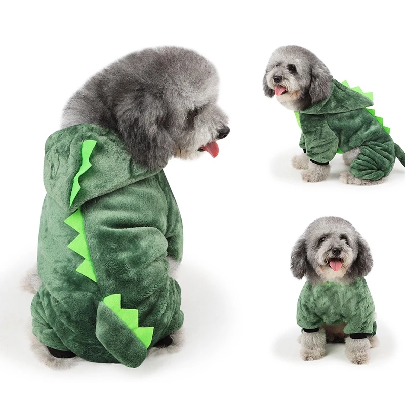 Lustige Winter bequeme Fleece Dinosaurier Kostüme Haustier Hund Kleidung für kleine Kätzchen Hündchen