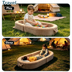 Cuna de Viaje Plegable para Niños, Diseño de Oso, Portátil, con Asa de Transporte y Espacio de Almacenamiento, Venta Directa de Fábrica - Product Image 6