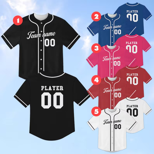 Maillot de baseball personnalisé cousu, chemises de baseball personnalisées, uniforme sportif pour les jeunes, maillot de baseball noir - Product Image 1