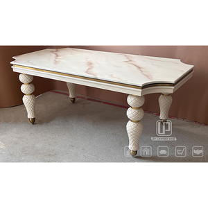 Cao Tiêu Chuẩn Sang Trọng Ăn Trắng Bảng Hình Chữ Nhật Được Thiết Kế Bằng Đá Cẩm Thạch Hàng Đầu Bàn Ăn Đặt Với 6 Ghế - Product Image 6