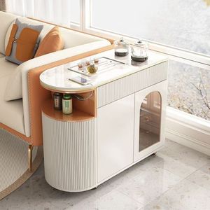 <b>Portable</b> Tea Cart With Storage And Glass Door For Living Room Or Balcony Use - Product Image 1
