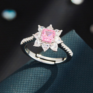 <b>Ice</b> Flower Cut Open <b>Ring</b> Snowflake Shape Pave Setting Adjustable Women's <b>Ring</b> Gift Jewelry - Product Image 4