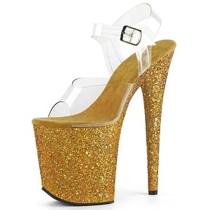 Sandales à talons hauts exotiques pour <span class=keywords><strong>pole</strong></span> <span class=keywords><strong>dance</strong></span> avec bride de cheville, talon épais, bout ouvert, 20 cm, plateforme, pour femmes - Product Image 3