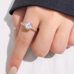 Anillo de Moissanita de oro rosa de 18 quilates con diamantes completos de la Vía Láctea, 1 quilate para mujer, joyería de plata de ley 925, regalo de boda - Product Image 6