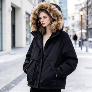 Parka Unisex Oversize Vintage con Cappuccio e Bordo in Pelliccia, Giacca Invernale Spessa e Calda, Antivento, con Patta Antipioggia, Tasche con Zip, Lunghezza Media, Personalizzabile - Product Image 3