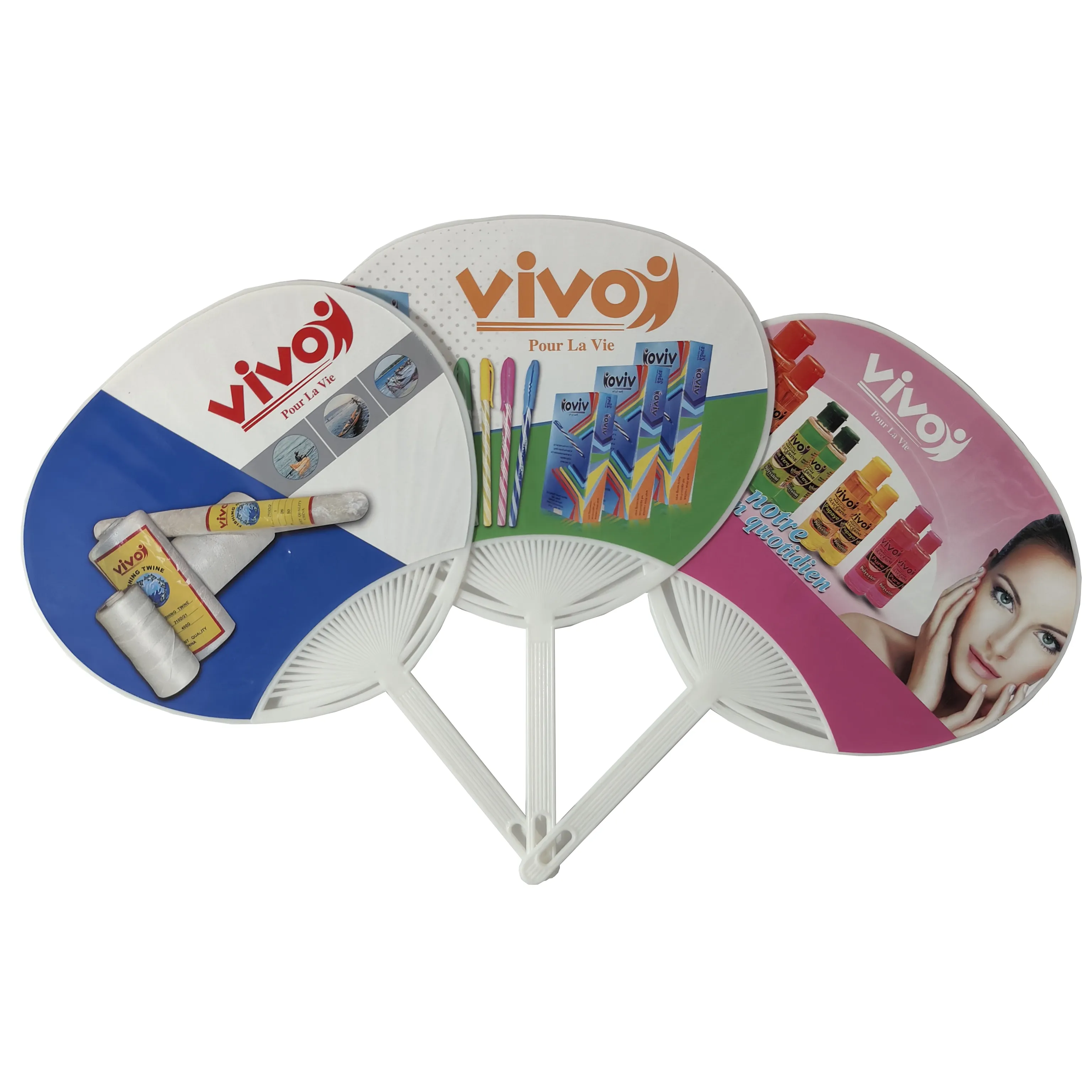 Promotion customized Logo Printed Advertising plastic PP hand fan school company supermarket event promotion fan