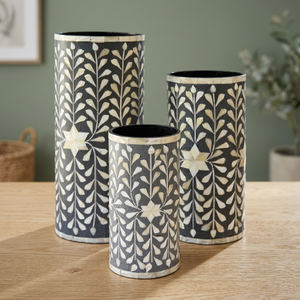 High Ranking Living Room Floor <b>Vases</b> Bone Inlay <b>Unique</b> Flower Pots Set Modern Design Custom Size Hand Carved Garden Artificial - Product Image 1