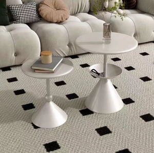 Nuovo Tavolino Rotondo a 2 Ripiani Regolabile 2025 per Soggiorno, Piccolo Tavolino Bianco in Ferro per Caffè - Product Image 5