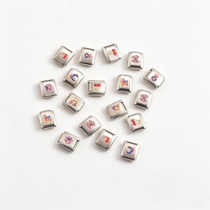 Breloques modulaires italiennes en acier inoxydable, motifs <span class=keywords><strong>animaux</strong></span> mignons, fruits, gâteaux, nœuds, aigle, interchangeables pour <span class=keywords><strong>bracelet</strong></span> <span class=keywords><strong>élastique</strong></span> modulaire - Product Image 2