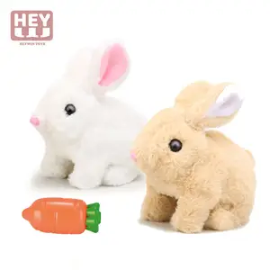 HEYWIN-conejo de peluche interactivo para niños, juguete electrónico para caminar, caminar, cola, Animal de peluche para bebé, el mejor regalo (933-2E)