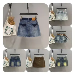 Denim Jeans Mulheres Saia Irregular Mini Short New Arrivals Roupas Femininas Saias Sólidas