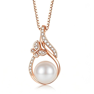 <span class=keywords><strong>Collana</strong></span> di perle donna S925 pura farfalla in <span class=keywords><strong>argento</strong></span> geometrico vuoto <span class=keywords><strong>Swarovski</strong></span> <span class=keywords><strong>collana</strong></span> di perle bianche personalizzazione all'ingrosso - Product Image 3