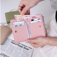 Dompet Pendek Wanita Baru dengan Rantai Mutiara Slot Multi-Kartu Pola Lychee Dompet Koin Kulit PU Dompet Fashion Sederhana Minimalis