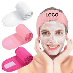 Commercio all'ingrosso con logo personalizzato di spugna fasce per il trucco del viso per il viso fascia per la cura della pelle salone di bellezza Spa fascia