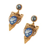 Accessoires vintage, style chinois rétro, motifs d'oiseaux et de peintures murales, boucles d'oreilles clous, boucles d'oreilles pendantes couleur or pour femme