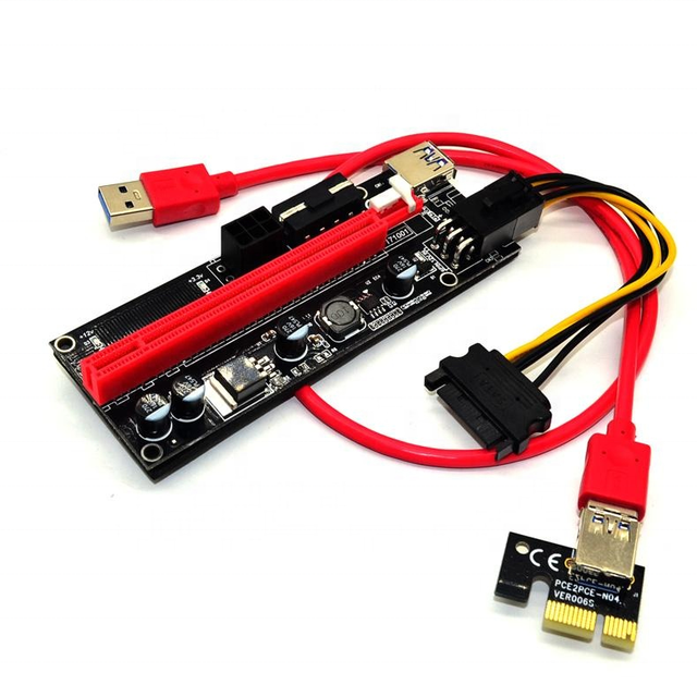 USB 3.0 PCIe Riser Card PCI-E Express 1x to 16x Extender Riser Card Ver 009S USB Adapter SATA 15Pin 6Pin Power Cable