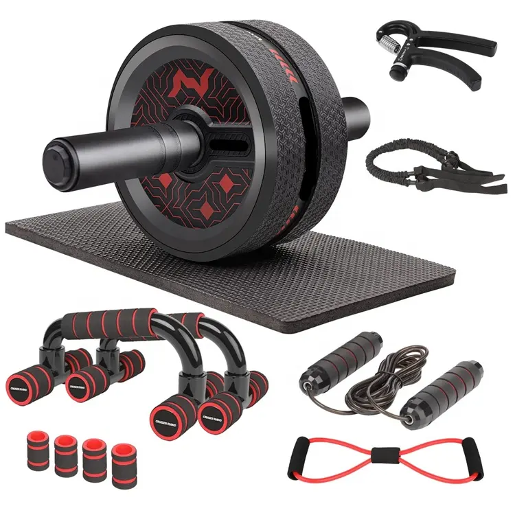 Wellshow Sport Ab Kit di attrezzature per l'allenamento Abs Wheel Roller Exercise ABS Small Perfect Home Gym Fitness per uomo donna