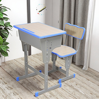 Modern metalen schoolmeubilair voor basisschool- en middelbare scholieren, verstelbare bureaus en stoelen met houten blad, ook geschikt voor de woonkamer.