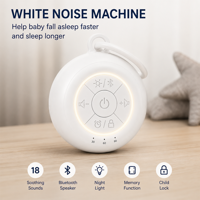 Baby Sleep Aid White Noise Machine USB Rechargeable Hanging Sound Machine for Crib Stroller