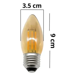 Set di 6 Lampadine in Vetro, 4W, Illuminazione Tipo Candela - Product Image 5