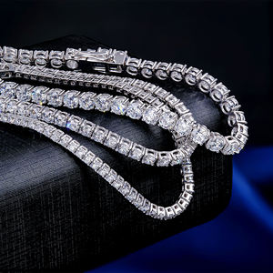 도매 맞춤 제작 고급 남성용 여성용 힙합 아이스드 아웃 주얼리 리얼 14k 화이트 골드 D 컬러 VVS 등급 랩그로운 다이아몬드 테니스 팔찌 - Product Image 1