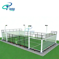 Plateforme de padel flottante modulaire en acier surélevée avec système de piétement réglable en hauteur