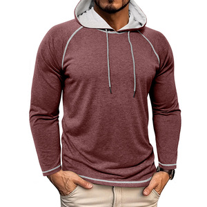 Pull à capuche pour <span class=keywords><strong>homme</strong></span>, nouvelle collection automne-hiver 2026, uni, manches longues, polyester, respirant, ajusté, t-shirt - Product Image 1