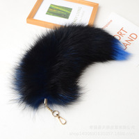 Cristal Vente en gros 40cm grande queue de renard moelleux pas cher fourrure de renard queue porte-clés de haute qualité réel naturel bleu renard queues de fourrure pendentif