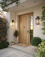 Porte en bois minimaliste avec poignée argentée, taille et couleur personnalisées pour maison ou bureau moderne