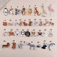 Patchs brodés animaux de dessin animé pour vêtements, thermocollants, appliques flamant rose, chien, lapin, dauphin, autocollants rayés, patchs artisanaux