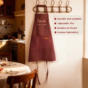Delantal personalizado con nombre bordado, talla única, de poliéster, sin mangas, para hornear, restaurante, cafetería, jardinería, ropa de trabajo - Product Image 2