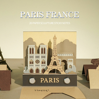 Bloc-notes adhésifs sculptés à la main, artisanat en papier, Tour Eiffel 3D, bloc-notes souvenir, cadeau par l'encounter du papier et du bois