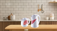 Bouilloire électrique en plastique 1L 1200W haute puissance pour ébullition rapide Protection contre la surchauffe de la fenêtre d'eau transparente et arrêt automatique