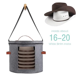 Boîtes de rangement pour chapeaux en <span class=keywords><strong>feutre</strong></span>, rondes, pliables, douces, de luxe, anti-poussière et anti-salissures, avec couvercle anti-poussière, pour le voyage et l'organisation des chapeaux, vente en gros - Product Image 2