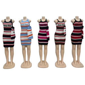 Nuova borsa a tracolla estiva da donna con cuciture colorate abbinate a righe senza maniche - Product Image 5