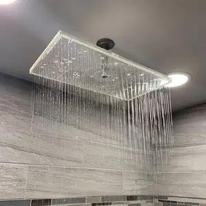 Cabeça de chuveiro em acrílico retangular transparente para cachoeira, modelo de cristal transparente, cobertura de corpo inteiro, venda imperdível