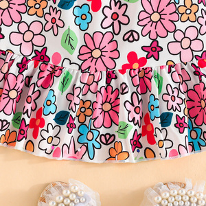 Ropa Infantil, Vestido de Tirantes con Flores para Niñas, Lindo Vestido Informal a la Moda con Cuello de Muñeca y Bolso, Vestido Diario para Niñas - Product Image 6