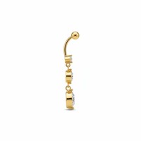 Anneau de nombril en acier inoxydable 316L, barre incurvée avec 3 pendentifs en CZ transparents, bijoux de piercing hypoallergéniques