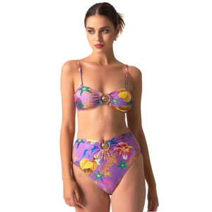 Costume da bagno intero HDJ taglie forti a vita alta con stampa a fascia, per donna, taglie 46 48 50 52, in Spandex Poliestere - Product Image 4