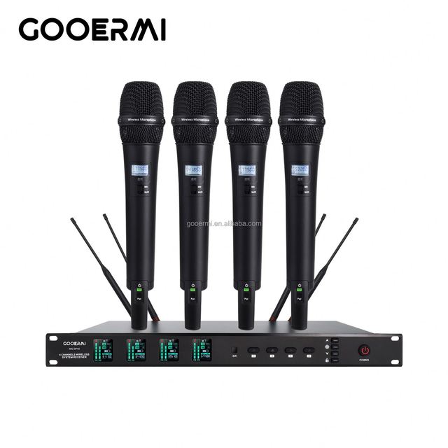 DP40 Professional 4-Channel True Diversity Wireless Mic System, 4 Handheld UHF Cordless Microphones for Stage & Karaoke