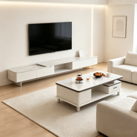 Meuble TV et Table Basse Combinés 2026 Nouveau Design Télescopique Style Plancher Moderne Minimaliste Meuble Compact pour Appartement